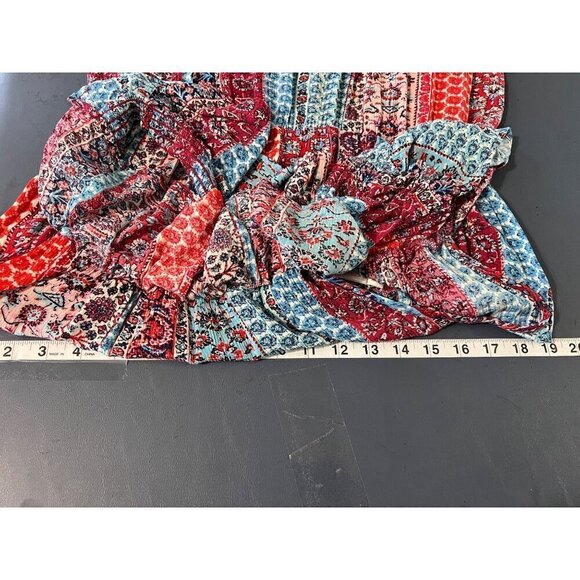 Xhilaration Womens Boho Maxi Dress XL Floral Parchwoek Lagenlook artys - Picture 8 of 10